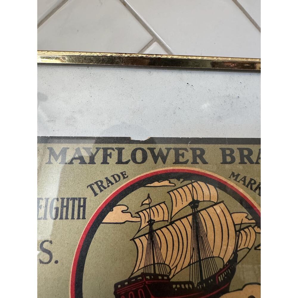 Vintage genuine NEW ENGLAND CRANBERRY label mayflower framed - Picture 6 of 9